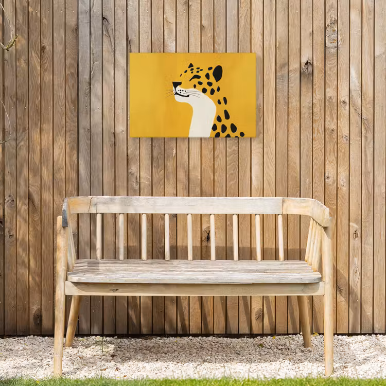 Cheetah - Illustratie - Geel Tuinposter op houten frame 2 cm dik klein -sfeer4