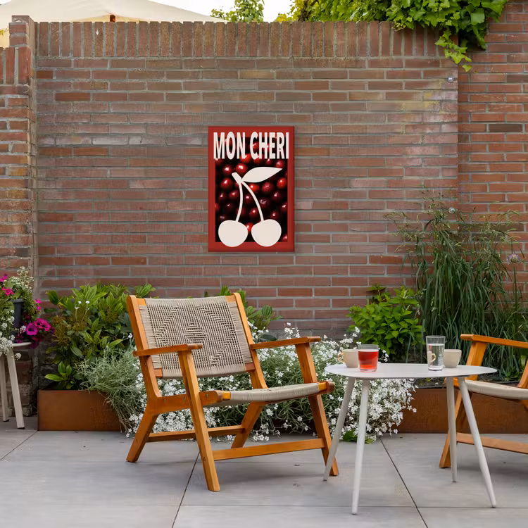 Kersen - Illustratie - Rood Tuinposter op houten frame 2 cm dik klein -sfeer3