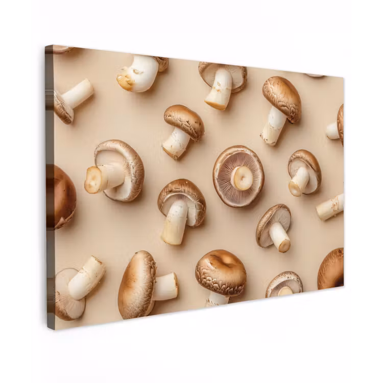 Kastanje Champignons - Beige Tuinposter op houten frame 2 cm dik klein -3d