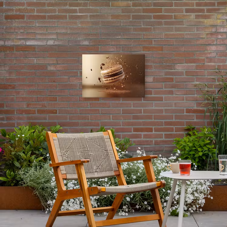 Chocolade - Macarons - Eten - Snoep Tuinposter op houten frame 2 cm dik klein -sfeer3