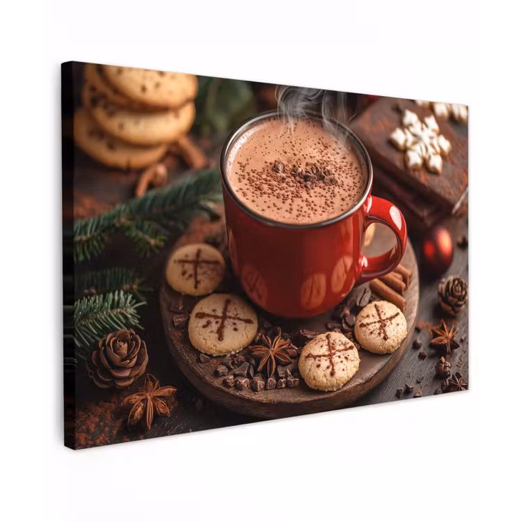 Chocolademelk - Mok - Winter - Kerst - Gezelligheid Tuinposter op houten frame 2 cm dik klein -3d
