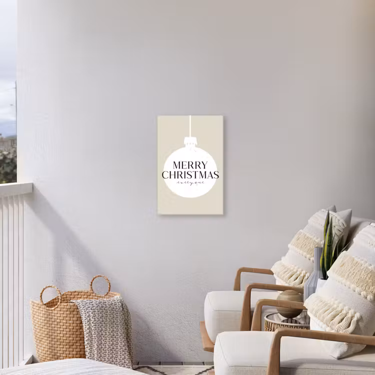 Christmas - Kerstballen - Japandi - Witte kerstballen Tuinposter op houten frame 2 cm dik klein -sfeer1