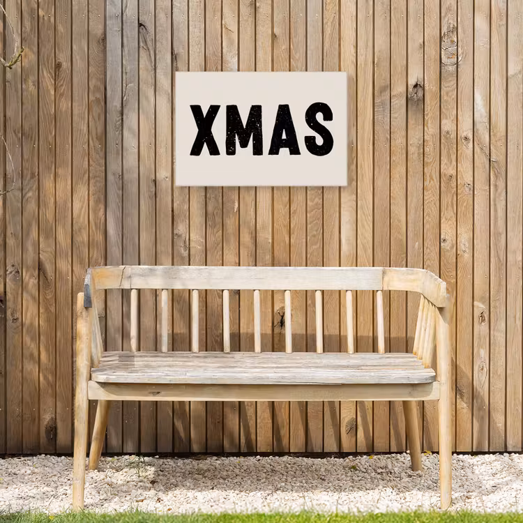 Kerst - Beige - Quotes - Xmas - Feestdagen Tuinposter op houten frame 2 cm dik klein -sfeer4