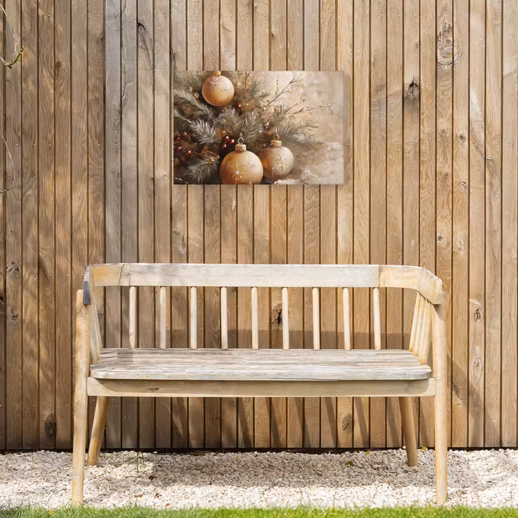Kerst - Kerstballen - Beige - Goud Tuinposter op houten frame 2 cm dik klein -sfeer4