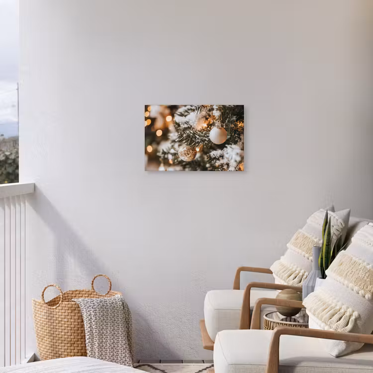 Kerst - Kerstboom - Winter - Binnen - Sneeuw Tuinposter op houten frame 2 cm dik klein -sfeer1