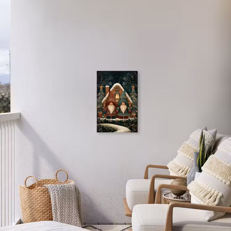 Kerst - Gnomen - Peperkoekhuisje - Rood - Groen Tuinposter op houten frame 2 cm dik klein -sfeer1