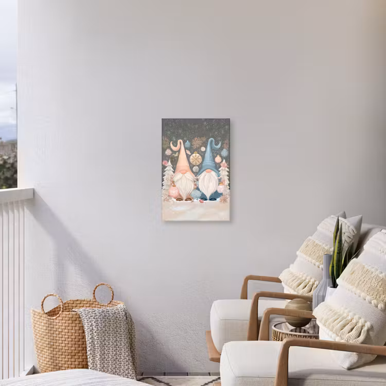 Kerst - Gnomen - Pastel Tuinposter op houten frame 2 cm dik klein -sfeer1