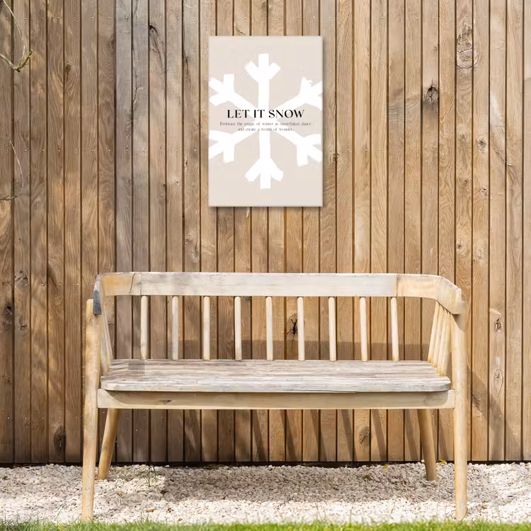 Kerst - Let it snow - Sneeuwvlok - Winter - Quotes Tuinposter op houten frame 2 cm dik klein -sfeer4