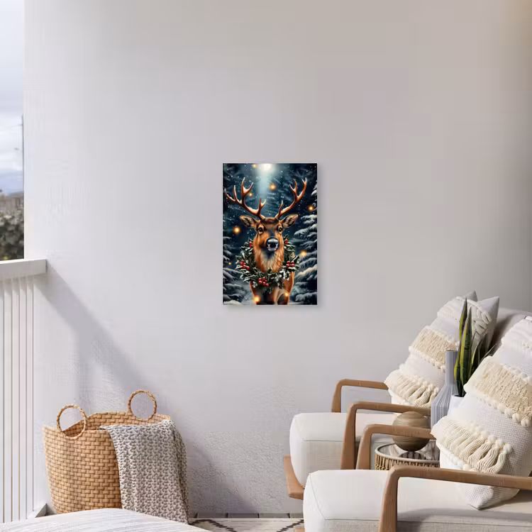 Kerst - Magie - Bos - Kleurrijk Tuinposter op houten frame 2 cm dik klein -sfeer1