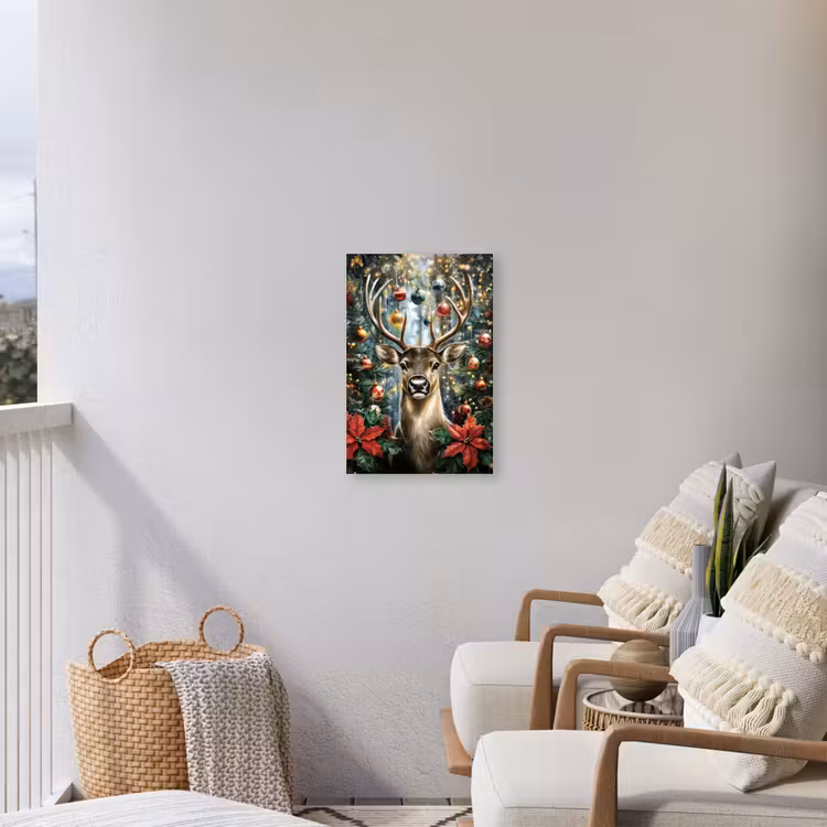 Kerstfeest - Dennenbos - Rood Tuinposter op houten frame 2 cm dik klein -sfeer1