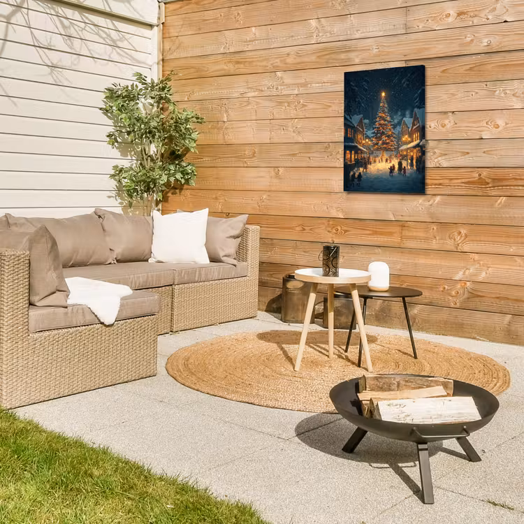 Kerstfeest - Dorp - Donker Tuinposter op houten frame 2 cm dik klein -sfeer2