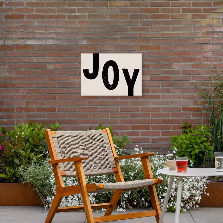 Kerst - Quote - Joy - Zwart - Feestdagen Tuinposter op houten frame 2 cm dik klein -sfeer3