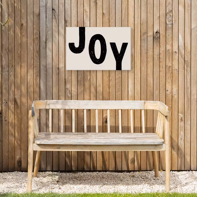 Kerst - Quote - Joy - Zwart - Feestdagen Tuinposter op houten frame 2 cm dik klein -sfeer4