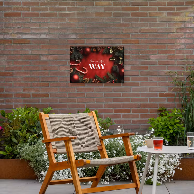 Kerst - Quote - Rood - Kerstballen Tuinposter op houten frame 2 cm dik klein -sfeer3