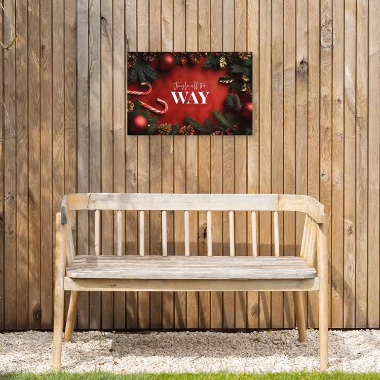 Kerst - Quote - Rood - Kerstballen Tuinposter op houten frame 2 cm dik klein -sfeer4