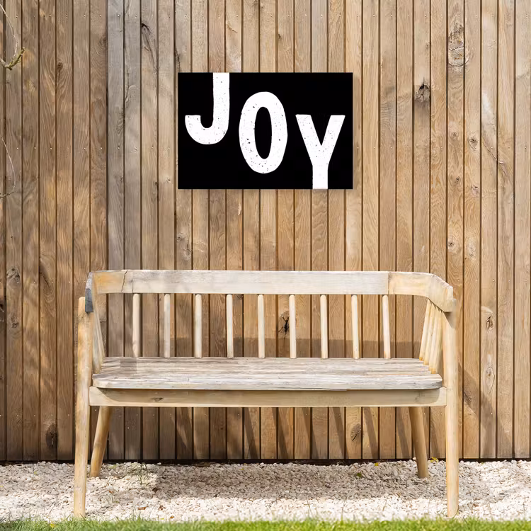 Kerstmis - Quotes - Joy - Zwart - Feest Tuinposter op houten frame 2 cm dik klein -sfeer4