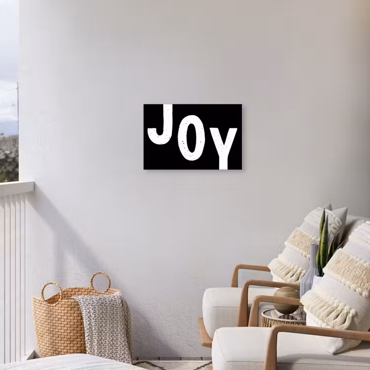 Kerstmis - Quotes - Joy - Zwart - Feest Tuinposter op houten frame 2 cm dik klein -sfeer1