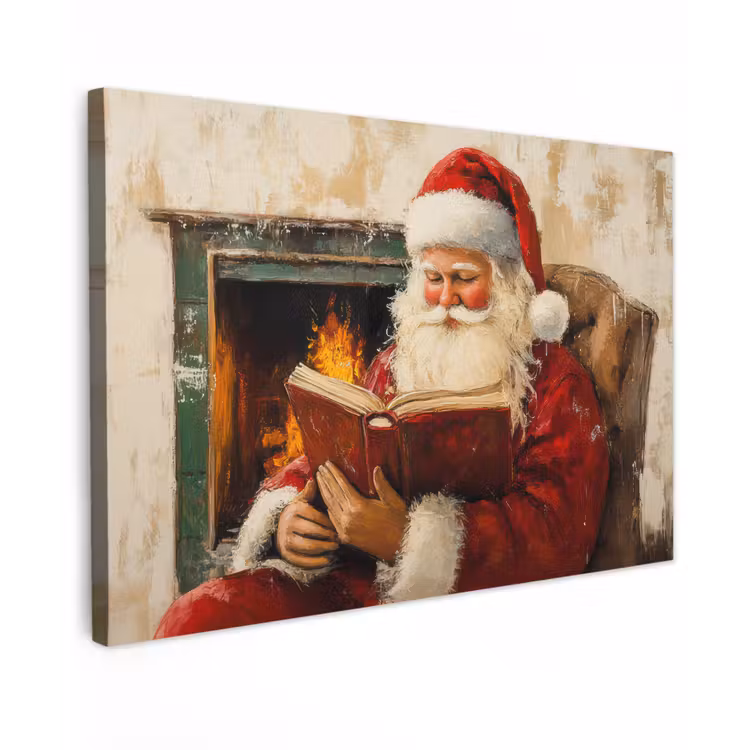 Kerst - Kerstman - Winter - Open Haard Tuinposter op houten frame 2 cm dik klein -3d
