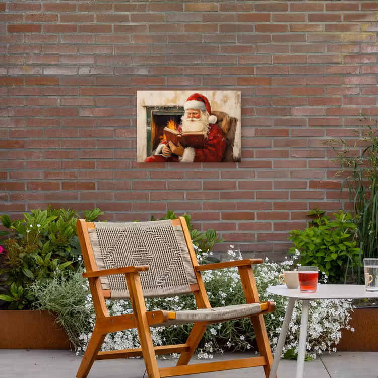 Kerst - Kerstman - Winter - Open Haard Tuinposter op houten frame 2 cm dik klein -sfeer3