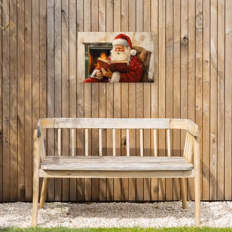 Kerst - Kerstman - Winter - Open Haard Tuinposter op houten frame 2 cm dik klein -sfeer4