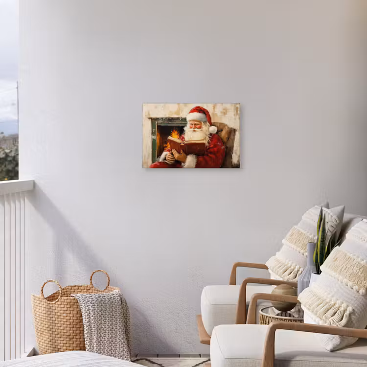 Kerst - Kerstman - Winter - Open Haard Tuinposter op houten frame 2 cm dik klein -sfeer1