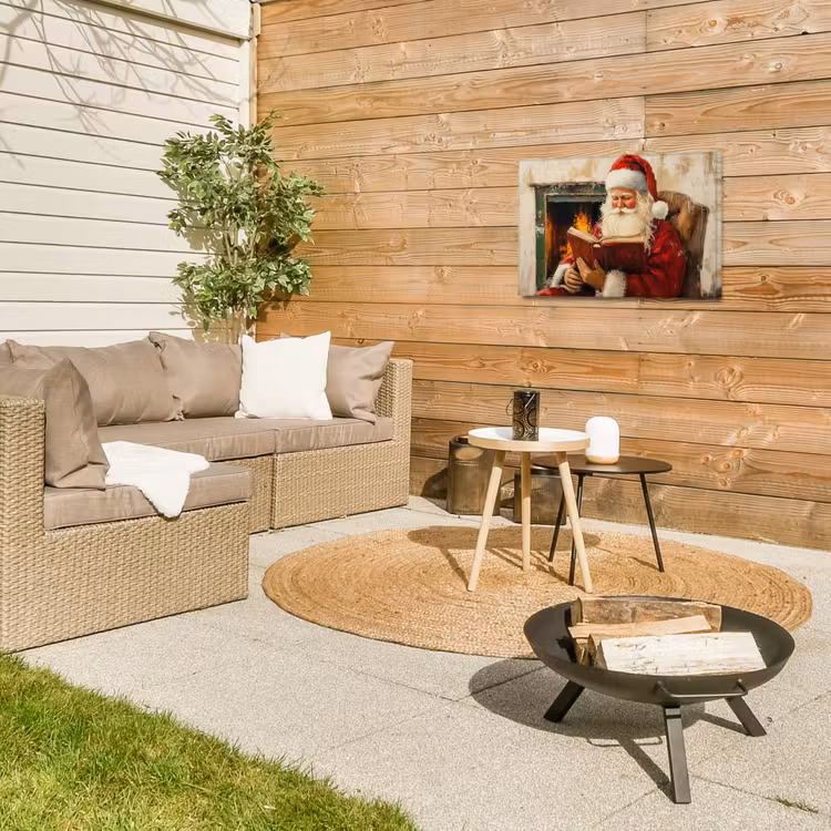 Kerst - Kerstman - Winter - Open Haard Tuinposter op houten frame 2 cm dik klein -sfeer2