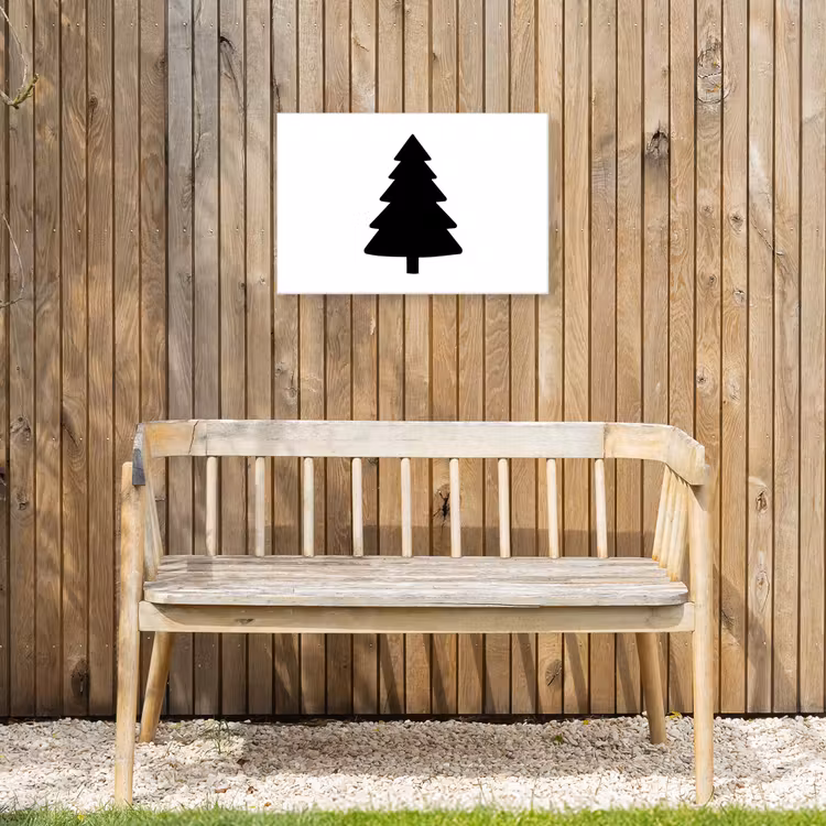 Kerstboom - Zwart - Kerstmis - Feest Tuinposter op houten frame 2 cm dik klein -sfeer4
