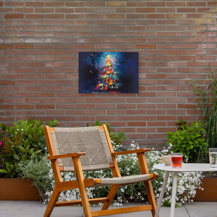 Kerstboom - Kerst - Abstract - Kleurrijk Tuinposter op houten frame 2 cm dik klein -sfeer3
