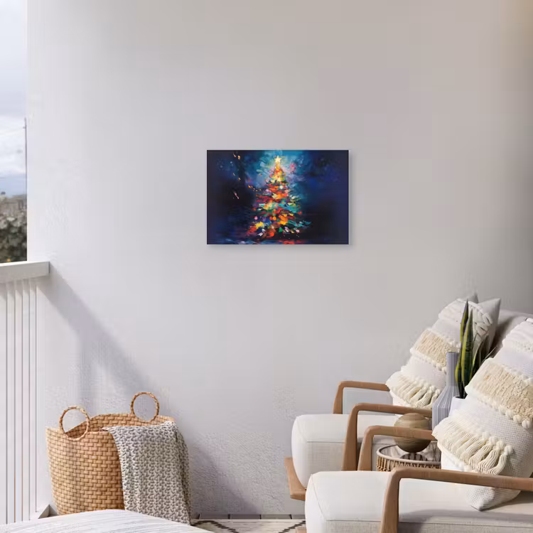 Kerstboom - Kerst - Abstract - Kleurrijk Tuinposter op houten frame 2 cm dik klein -sfeer1