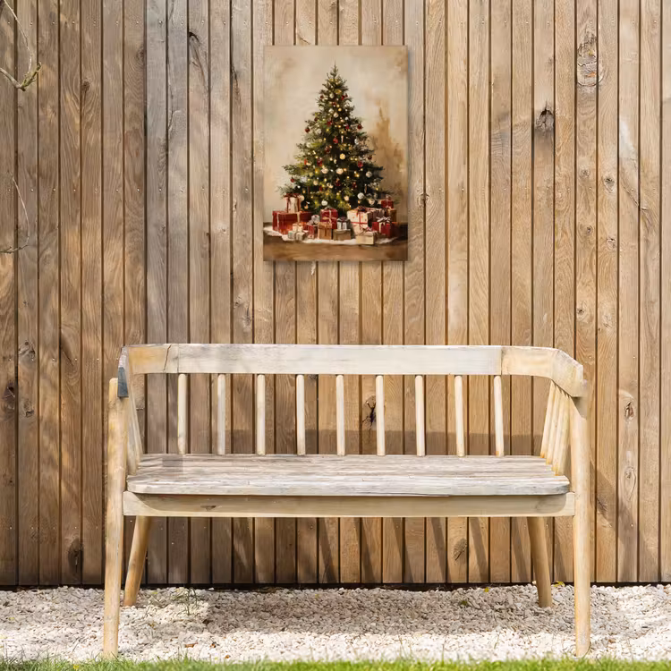 Kerstboom - Versierd - Kleurrijk Tuinposter op houten frame 2 cm dik klein -sfeer4