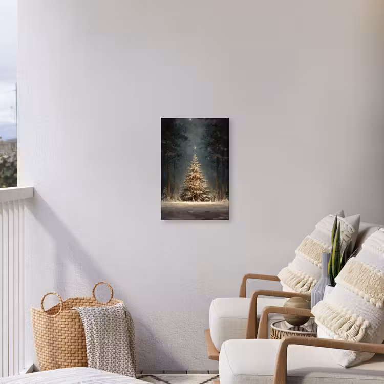 Kerstboom - Bos - Sneeuw - meerkleurig Tuinposter op houten frame 2 cm dik klein -sfeer1