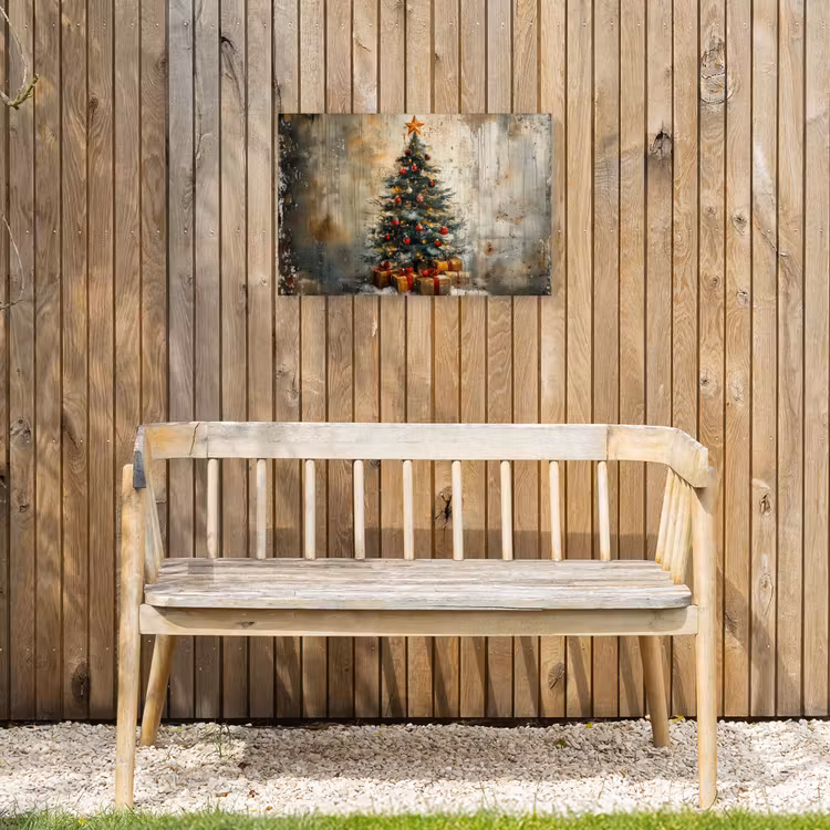 Kerstboom - Vintage - Kerst - Cadeau Tuinposter op houten frame 2 cm dik klein -sfeer4