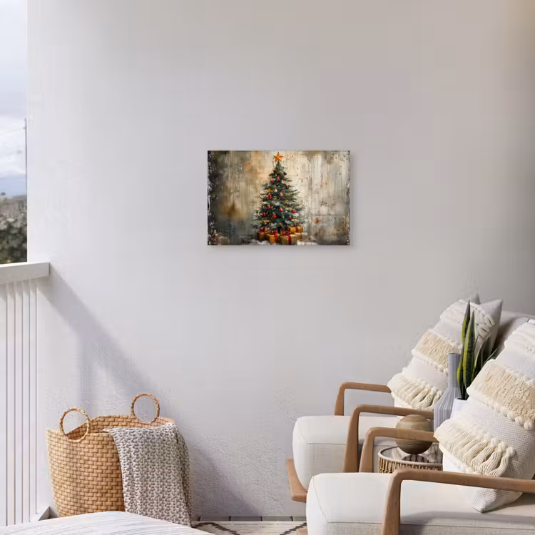 Kerstboom - Vintage - Kerst - Cadeau Tuinposter op houten frame 2 cm dik klein -sfeer1