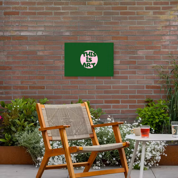 Cirkel - Roze - Tekst - Art Tuinposter op houten frame 2 cm dik klein -sfeer3