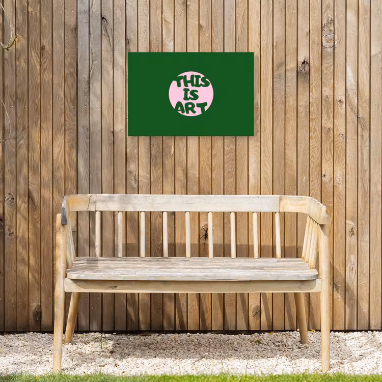 Cirkel - Roze - Tekst - Art Tuinposter op houten frame 2 cm dik klein -sfeer4