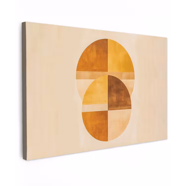 Cirkels - Geel - Minimalistisch Tuinposter op houten frame 2 cm dik klein -3d