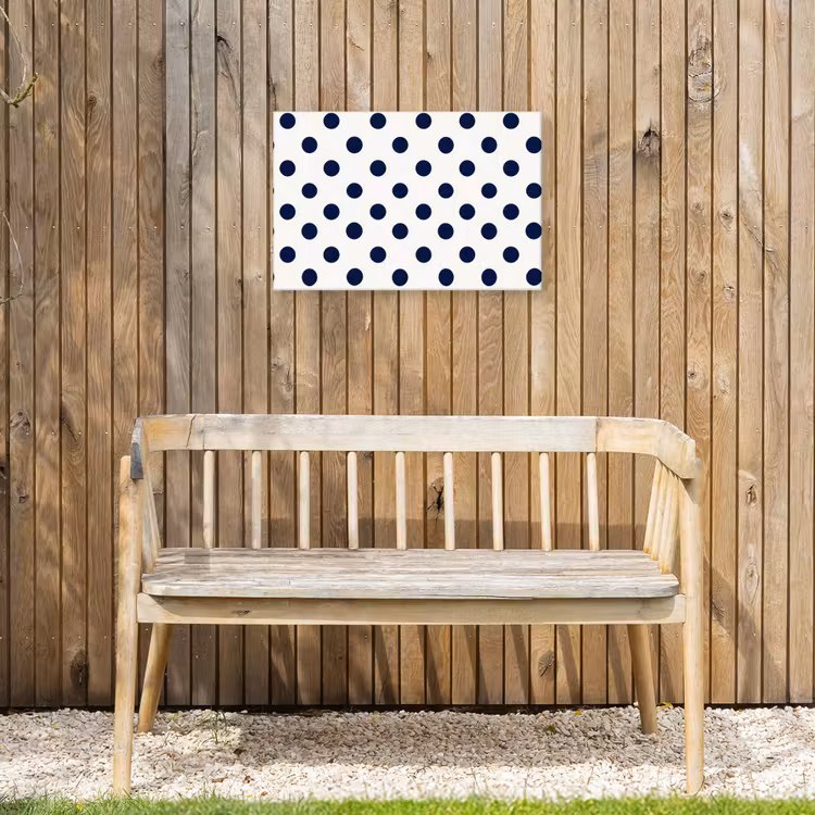 Klassiek - Stippen - Blauw Tuinposter op houten frame 2 cm dik klein 845 -sfeer4