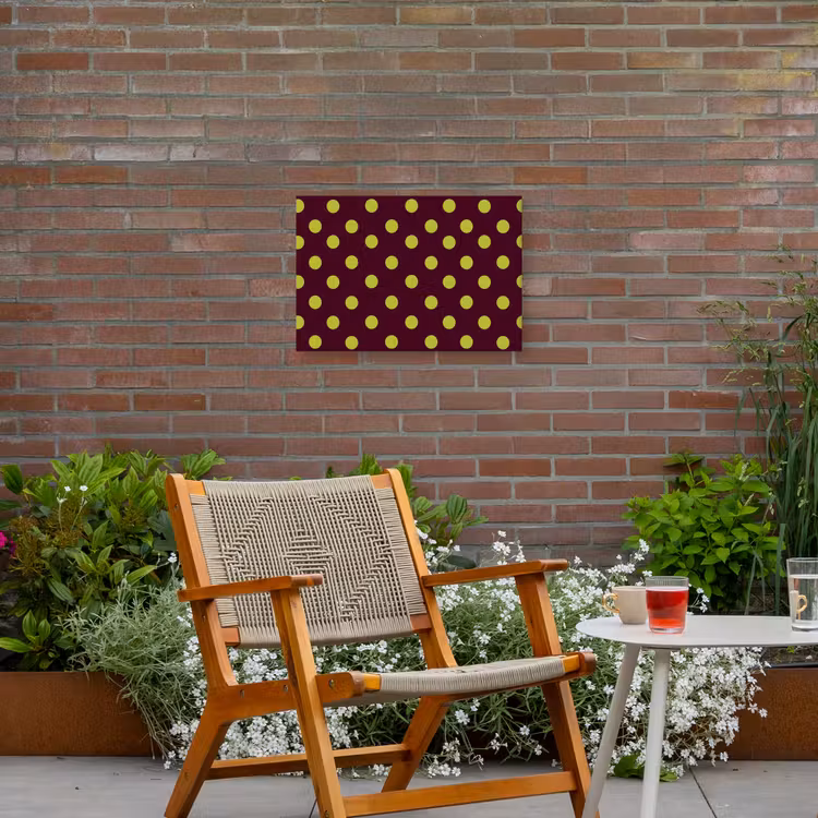 Klassiek - Stippen - Groen Tuinposter op houten frame 2 cm dik klein 845 -sfeer3