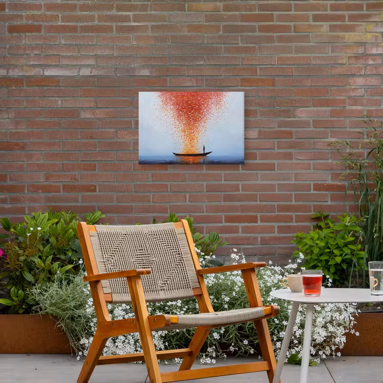 Wolk - Confetti - Boot - Wateroppervlakte Tuinposter op houten frame 2 cm dik klein -sfeer3