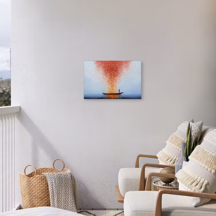 Wolk - Confetti - Boot - Wateroppervlakte Tuinposter op houten frame 2 cm dik klein -sfeer1