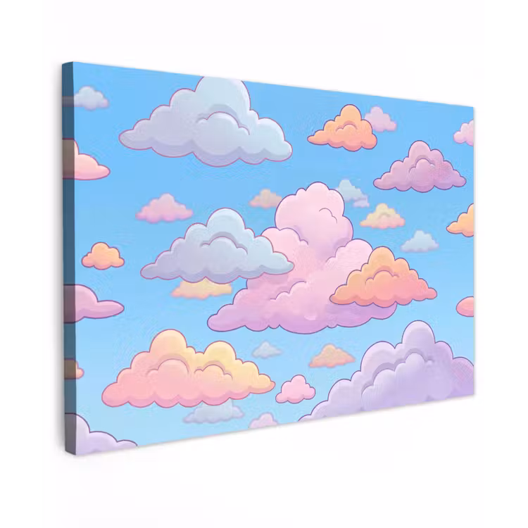 Wolk - Lucht - Natuur - Illustratie - Pastel Tuinposter op houten frame 2 cm dik klein -3d