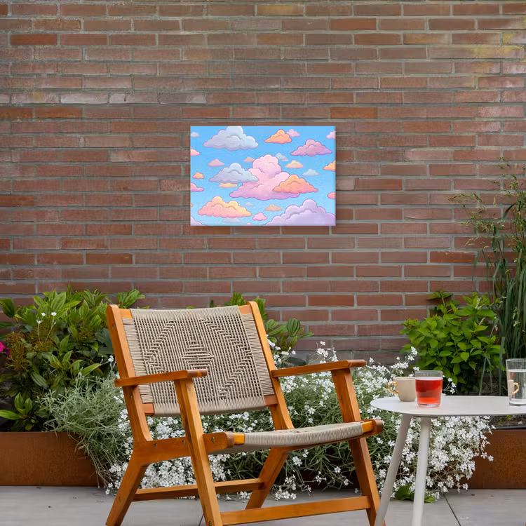 Wolk - Lucht - Natuur - Illustratie - Pastel Tuinposter op houten frame 2 cm dik klein -sfeer3