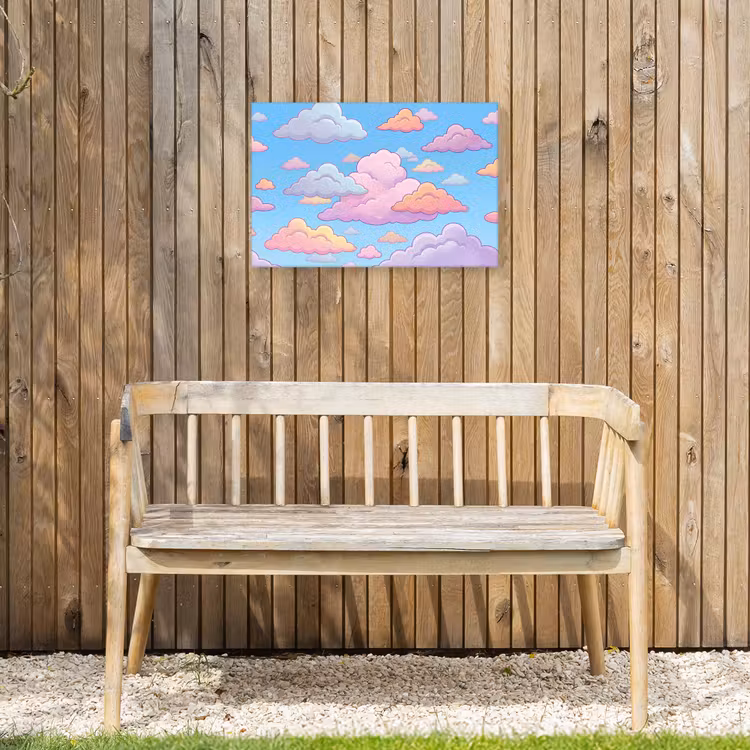 Wolk - Lucht - Natuur - Illustratie - Pastel Tuinposter op houten frame 2 cm dik klein -sfeer4