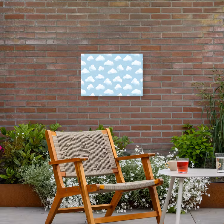 Wolken - Illustratie - Blauw Tuinposter op houten frame 2 cm dik klein 845 -sfeer3
