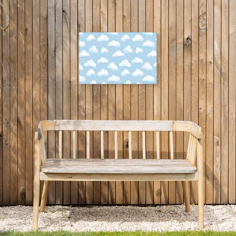 Wolken - Illustratie - Blauw Tuinposter op houten frame 2 cm dik klein 845 -sfeer4