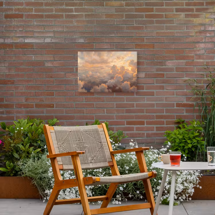 Wolken - Zonsondergang - Natuur - Abstract - Goud Tuinposter op houten frame 2 cm dik klein -sfeer3