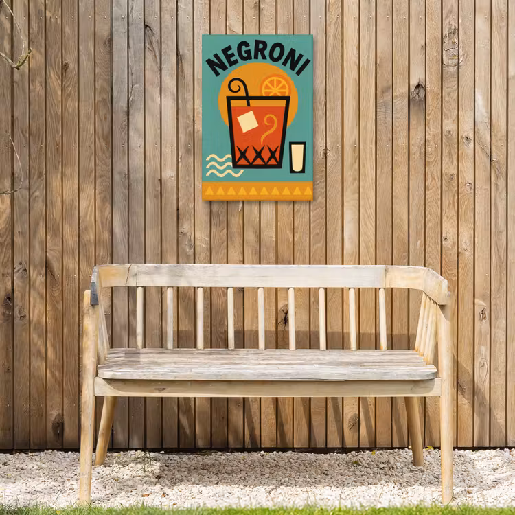 Cocktail - Negroni - Art - Sinaasappel Tuinposter op houten frame 2 cm dik klein -sfeer4