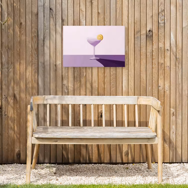 Cocktail - Paars - Minimalistisch - Citroen Tuinposter op houten frame 2 cm dik klein -sfeer4