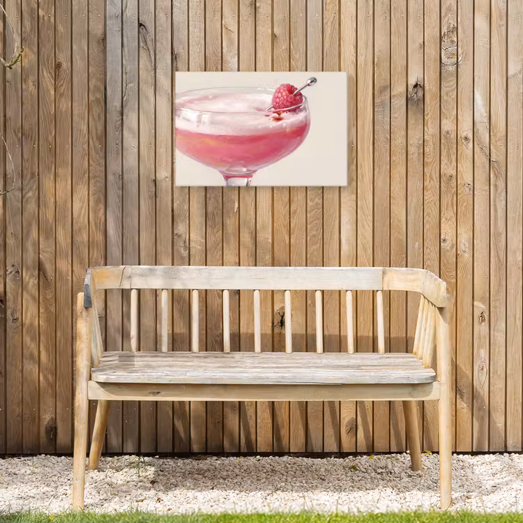 Cocktail - Framboos - Drank - Modern - Roze Tuinposter op houten frame 2 cm dik klein -sfeer4