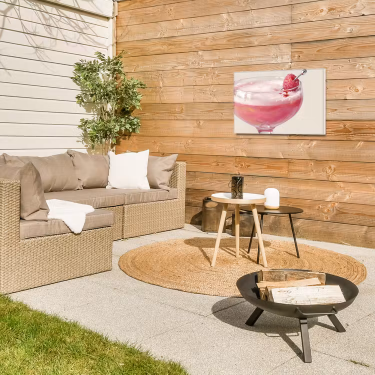 Cocktail - Framboos - Drank - Modern - Roze Tuinposter op houten frame 2 cm dik klein -sfeer2